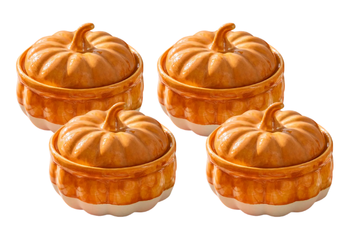 Lidded Ceramic Pumpkin Bowls