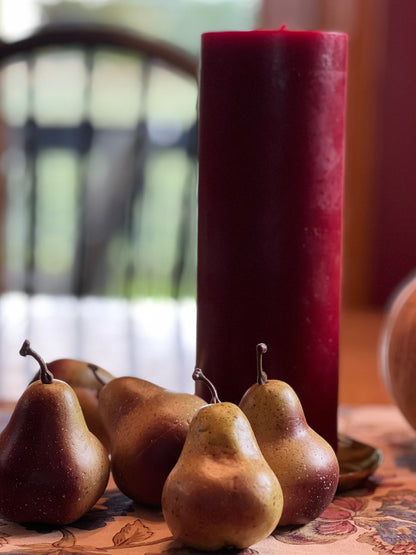 Gold Candle Plate & Burgundy Pillar Candle Bundle — Only 4 Sets Left!