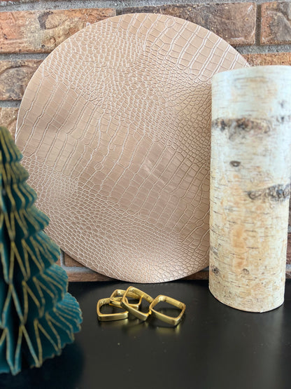Day Five Deal-Luxe Croco Placemats & Brass Napkin Rings