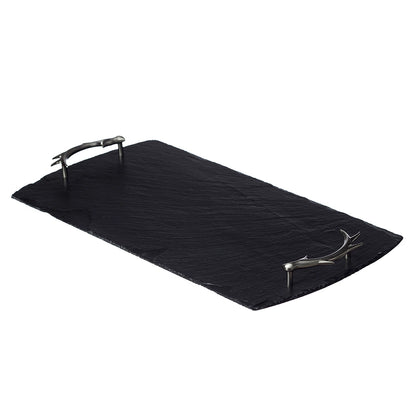 Handmade Slate Tray With Stainless Steel Antler Handles